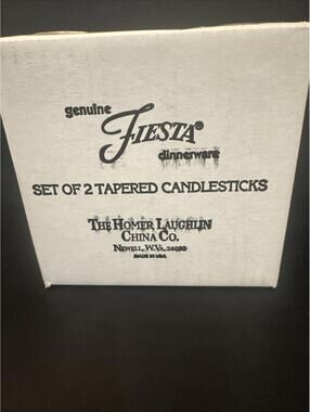 Fiestaware Fiesta Pearl Gray Set of 2 Tapered Candlesticks New in Sealed Box Y2K
